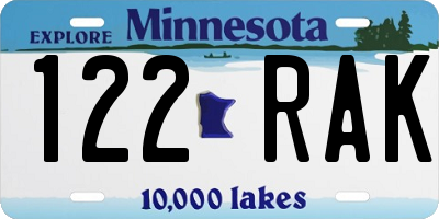 MN license plate 122RAK