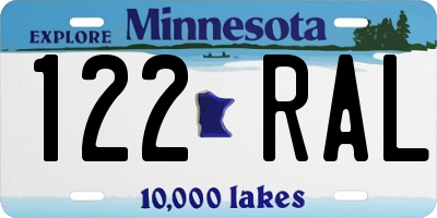 MN license plate 122RAL