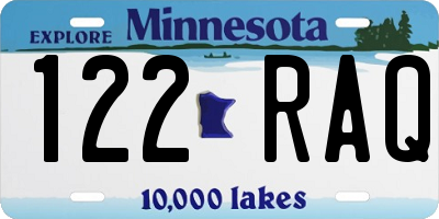 MN license plate 122RAQ