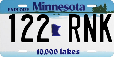 MN license plate 122RNK