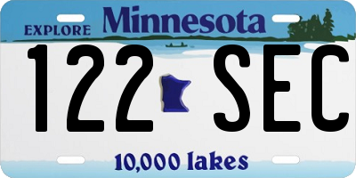 MN license plate 122SEC
