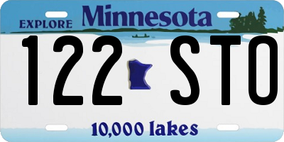 MN license plate 122STO