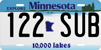 MN license plate 122SUB