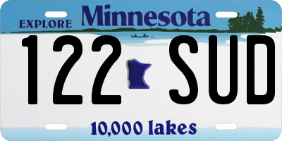 MN license plate 122SUD