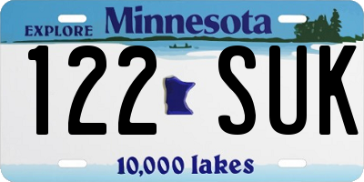 MN license plate 122SUK