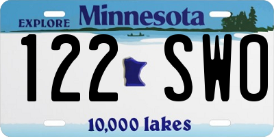 MN license plate 122SWO