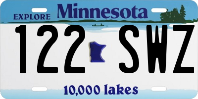 MN license plate 122SWZ