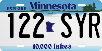 MN license plate 122SYR
