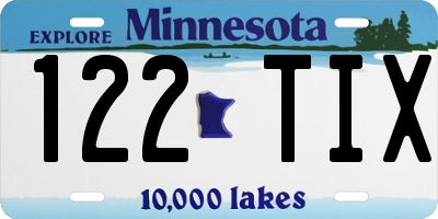 MN license plate 122TIX