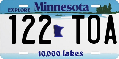 MN license plate 122TOA