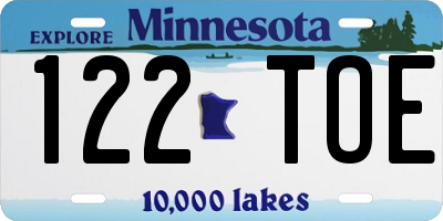 MN license plate 122TOE