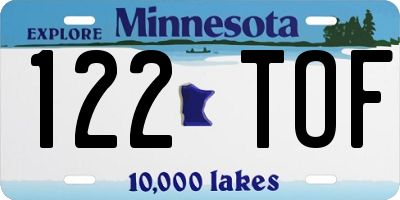 MN license plate 122TOF