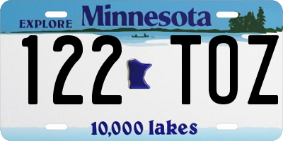 MN license plate 122TOZ