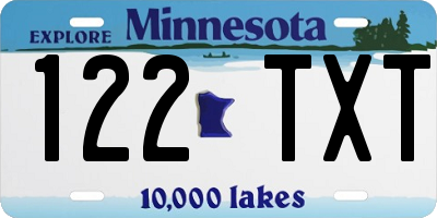 MN license plate 122TXT