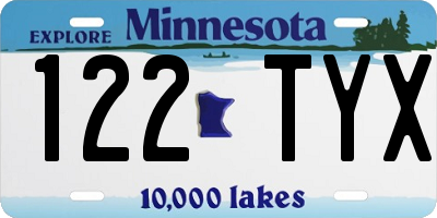 MN license plate 122TYX