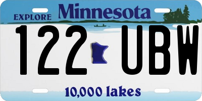 MN license plate 122UBW