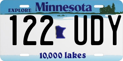 MN license plate 122UDY