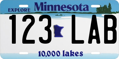 MN license plate 123LAB