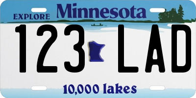 MN license plate 123LAD