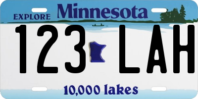 MN license plate 123LAH