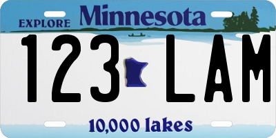 MN license plate 123LAM