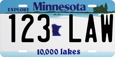 MN license plate 123LAW