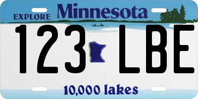 MN license plate 123LBE