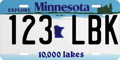 MN license plate 123LBK