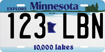 MN license plate 123LBN