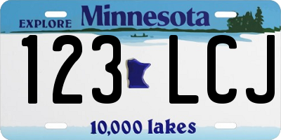 MN license plate 123LCJ