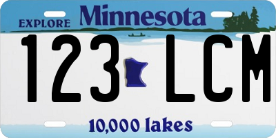 MN license plate 123LCM