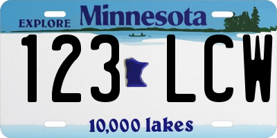 MN license plate 123LCW