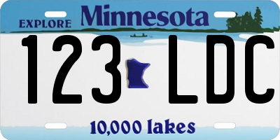 MN license plate 123LDC