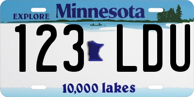 MN license plate 123LDU