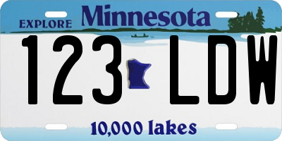 MN license plate 123LDW