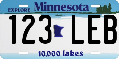 MN license plate 123LEB
