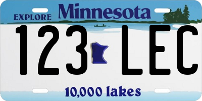 MN license plate 123LEC