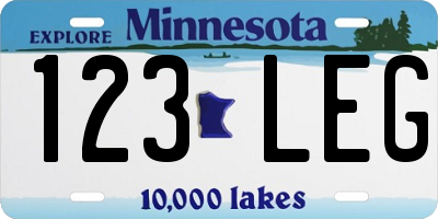 MN license plate 123LEG