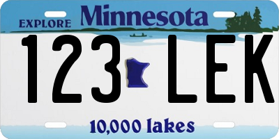 MN license plate 123LEK