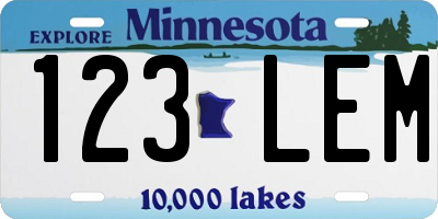 MN license plate 123LEM