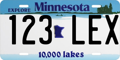 MN license plate 123LEX