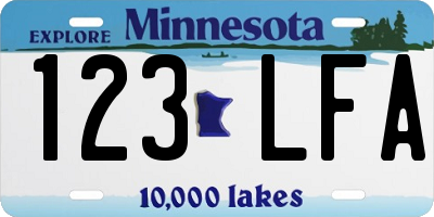 MN license plate 123LFA