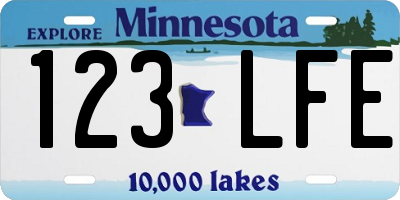 MN license plate 123LFE