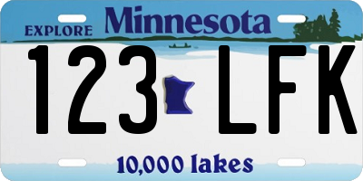 MN license plate 123LFK