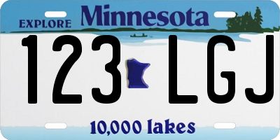 MN license plate 123LGJ