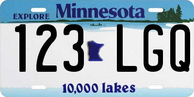 MN license plate 123LGQ