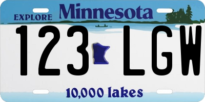 MN license plate 123LGW