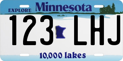 MN license plate 123LHJ