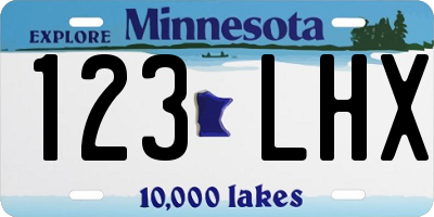 MN license plate 123LHX