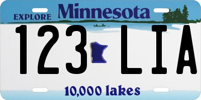 MN license plate 123LIA